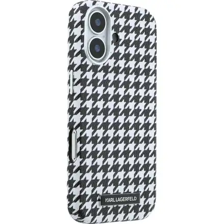 Karl Lagerfeld PU Houndstooth Resin Plate MagSafe kryt iPhone 17 čierny
