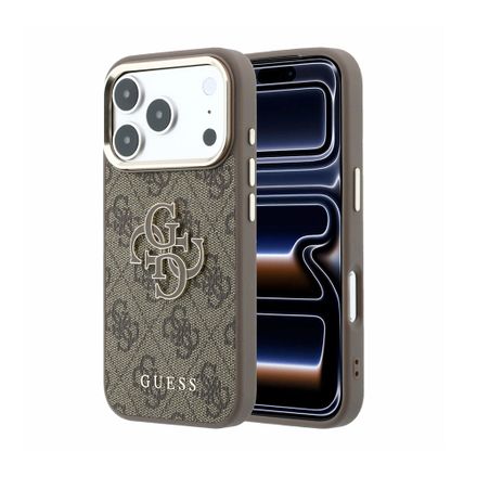 Guess PU Leather 4G Gold Frame MagSafe kryt iPhone 18 Pro čierny