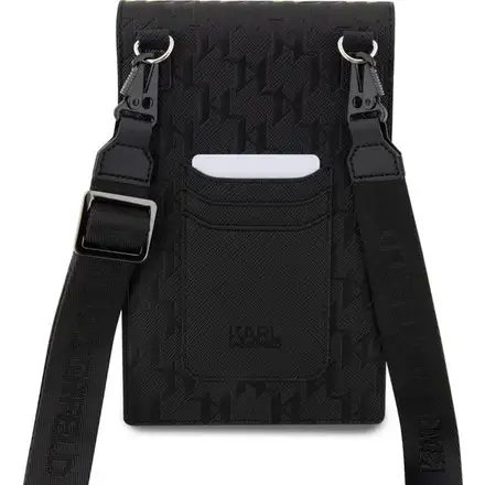 Karl Lagerfeld Saffiano Monogram Ikonik NFT Taška na Telefón čierna