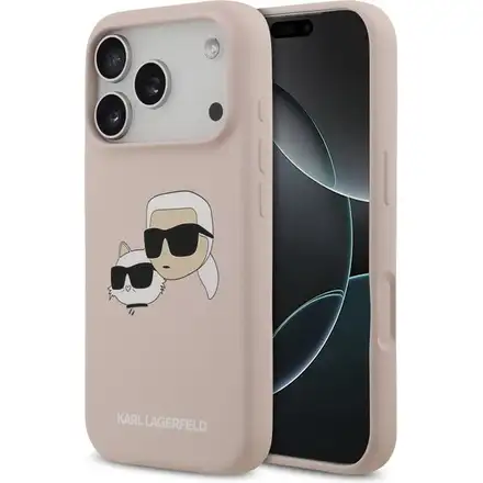 Karl Lagerfeld Liquid Silicone Double Heads MagSafe kryt iPhone 17 Pro ružový