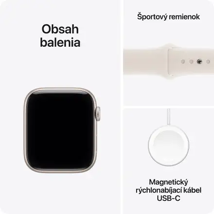 Apple Watch SE 3 GPS 44mm Hviezdny biely hliník s hviezdnym bielym športovým remienkom - M/L