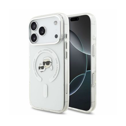Karl Lagerfeld IML K&CH Heads Metal Frame MagSafe kryt iPhone 18 Pro biely