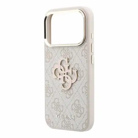 Guess PU 4G Resin Metal Logo kryt iPhone 18 Pro Max ružový