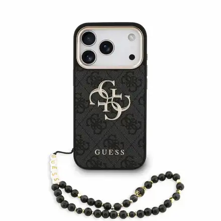 Guess PU 4G Metal Logo Strap kryt iPhone 18 Pro čierny
