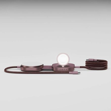 ZENS Pro 3 USB C - C cable 1,5 m 240W Qi2 charger+ Watch Dark Cherry