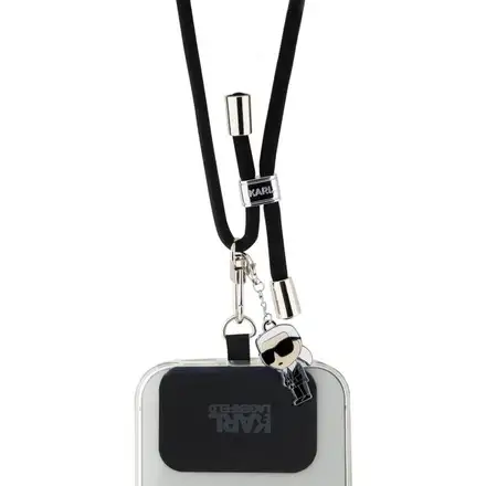 Karl Lagerfeld Universal Crossbody Popruh Cord and Ikonik Pins čierny