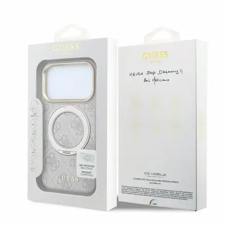 Guess PU 4G Ring Stand MagSafe kryt iPhone 18 Pro Max ružový