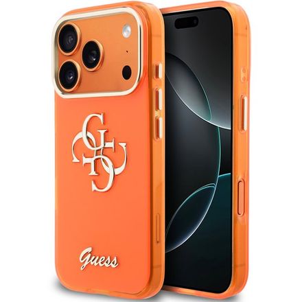 Guess IML 4G Script Metal Logo kryt iPhone 17 Pro Max oranžový