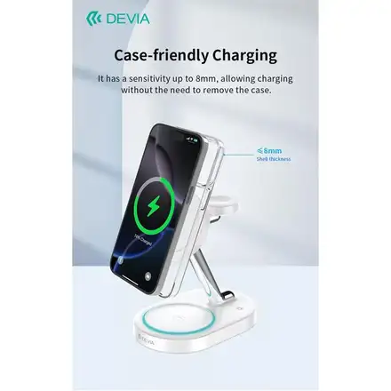 Devia Extreme Speed Series 3 in 1 Magnetic Bracket Wireless Charger - White