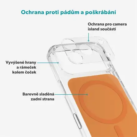 Epico Tile Mag+ Case iPhone 17 Pro Qi2 & MagSafe kompatibilný - oranžová (dierky na šnurku + camera island protector)