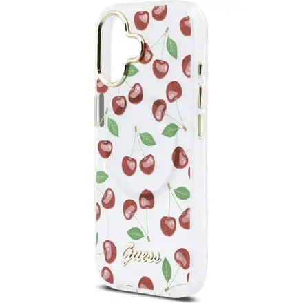 Guess IML Glitter Cherry MagSafe kryt iPhone 17 biely