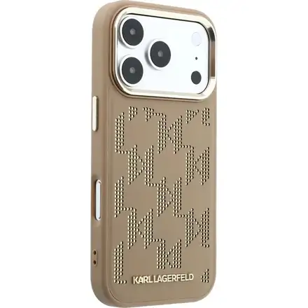Karl Lagerfeld PU Perforated Monogram MagSafe MagSafe kryt iPhone 17 Pro Max hnedý