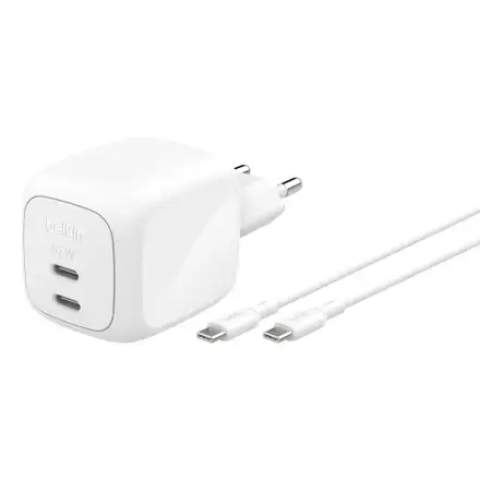 Belkin Boost Charge Pro Dual USB-C GaN Wall Charger 67W + USB-C kábel 2m - White