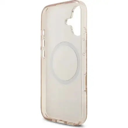 Guess IML Flowers Allover Strap MagSafe kryt iPhone 17 ružový