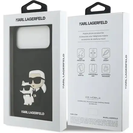 Karl Lagerfeld 3D Rubber Karl and Choupette kryt iPhone 17 Pro Max čierny