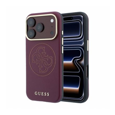 Guess PU Semi Wrap Perforated 4G Logo MagSafe kryt iPhone 18 Pro burgundy