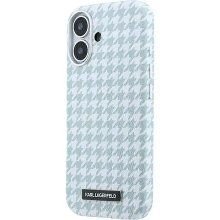 Karl Lagerfeld PU Houndstooth Resin Plate MagSafe kryt iPhone 17 modrý