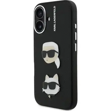 Karl Lagerfeld Grained PU K&CH Heads kryt iPhone 16 čierny