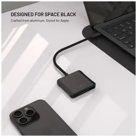 FIXED HUB Quadri, 5-portový hliníkový USB-C, 140W, PD 3.1, vesmírne čierna