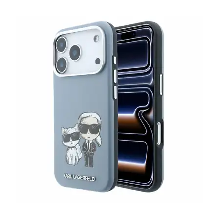 Karl Lagerfeld PU Semi Wrap Smooth Sketch Bodies Magsafe kryt iPhone 18 Pro modrý