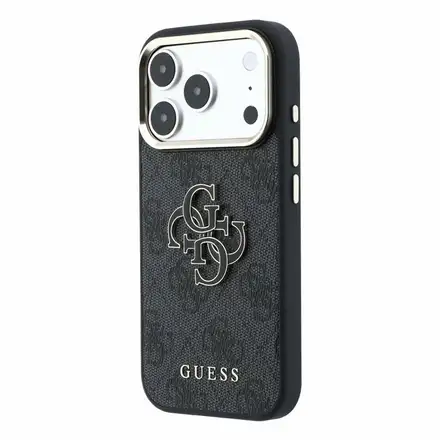 Guess PU 4G Resin Metal Logo kryt iPhone 18 Pro Max čierny