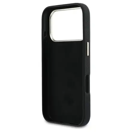 Guess PU Resin Logo kryt iPhone 17 Pro čierny