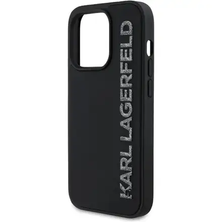 Karl Lagerfeld 3D Rubber Glitter Logo kryt iPhone 13 Pro čierny