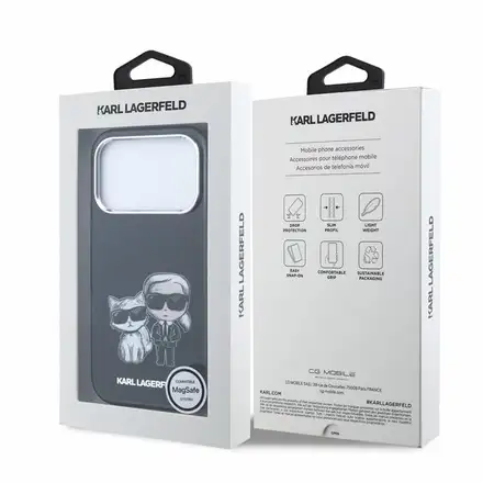 Karl Lagerfeld PU Semi Wrap Smooth Sketch Bodies Magsafe kryt iPhone 18 Pro Max čierna