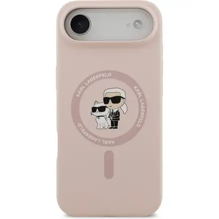 Karl Lagerfeld Liquid Silicone Karl and Choupette MagSafe kryt iPhone Air ružový