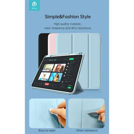 Devia puzdro Leather Case with Pencil Slot pre iPad Pro 11" M4/M5 - Light Blue