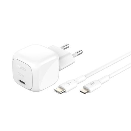 Belkin 30W PD 3.1 USB-C Wall Charger + USB-C/Lightning kábel 1m - White