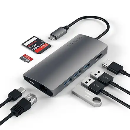 Satechi USB-C Multiport adaptér 4K 8ports V2 - Space Gray Aluminium