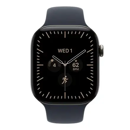 Apple Watch Series 12 GPS + Cellular 46mm Natural Titanium Case with Navy Blue Sport Band - M/L