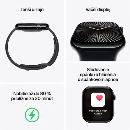 Apple Watch Series 10 GPS 46mm Jet Black Aluminium Case with Black Sport Band - S/M *Rozbalený*