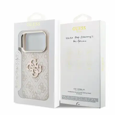 Guess PU 4G Resin Metal Logo kryt iPhone 18 Pro Max ružový