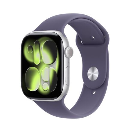Apple Watch Series 11 GPS + Cellular 42mm Strieborný hliník s hmlovo fialovým športovým remienkom - S/M
