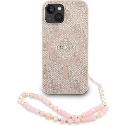 Guess PU Leather 4G Colored Ring Strap MagSafe kryt iPhone 13 ružový